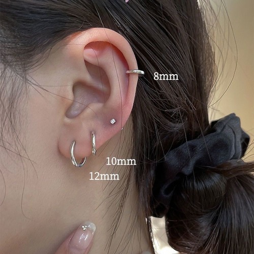 S925 Silver Hoop Earrings for Women, Ear Studs with Bone Pins, Small Hole for Piercings, Unique and High-End Style, Plain Circle Earrings with Pins, Women's Earrings