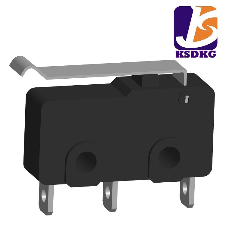 批发微动开关大电流5A  三脚大电流微动开关 弯柄3脚微动开关5A