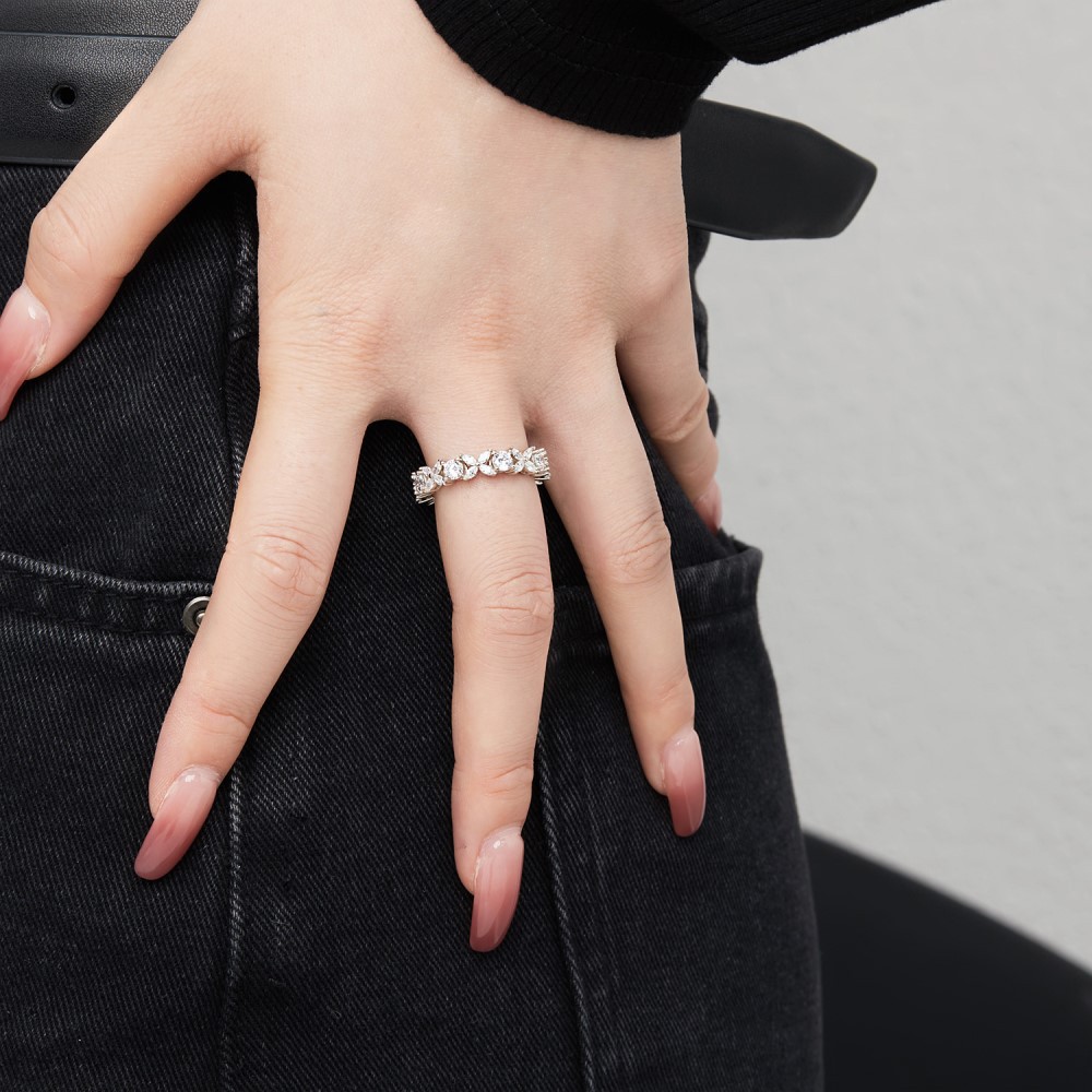 6g Weight Zircon Inlay Material Rings Classification 5, 9, Adjustable Ring Size 1 Piece Quantity Holiday, Daily Occasion 925 Sterling Silver Material Geometric Pattern Women's Gender Plating, Inlay Design Basic, Modern Style, Classic Style Style 925 Sterling Silver Zircon Geometric Rings 52