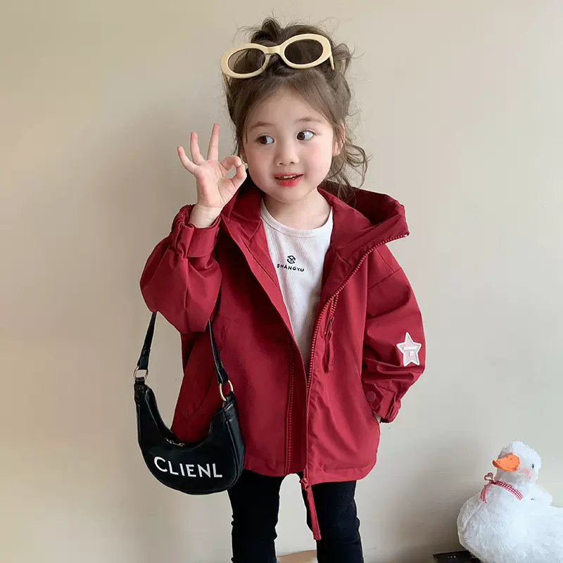跨境女童外套春秋款2025新款洋气儿童装时髦风衣女宝宝韩版冲锋衣