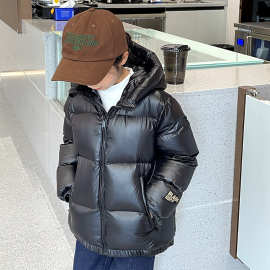 2025冬装白鸭绒短款儿童加厚男童女童中大童中长款黑金抗寒羽绒服