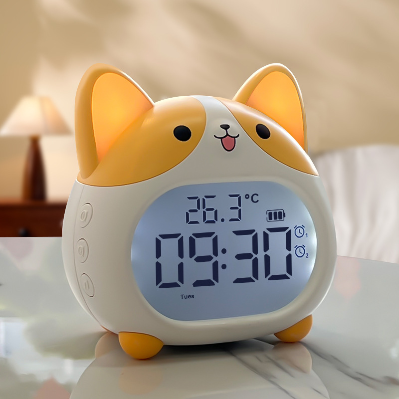 Corgi despertador inteligente para estudiantes dormitorios de secundaria secundaria para levantar artefactos mágicos cargar lindos dibujos animados reloj electrónico infantil