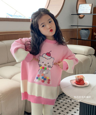 Girls sweater 2023 spring clothes new pattern baby Cartoon Western style T-shirts Sweater girl Base coat baby jacket