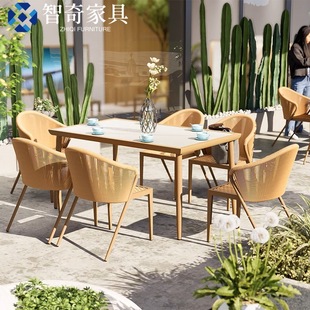 Outdoor Tables and Chairs Courtyard Balcony Leisure Rattan Outdoor Waterproof Sun Protection Garden Terrace Open-Air Villa Furniture Combination