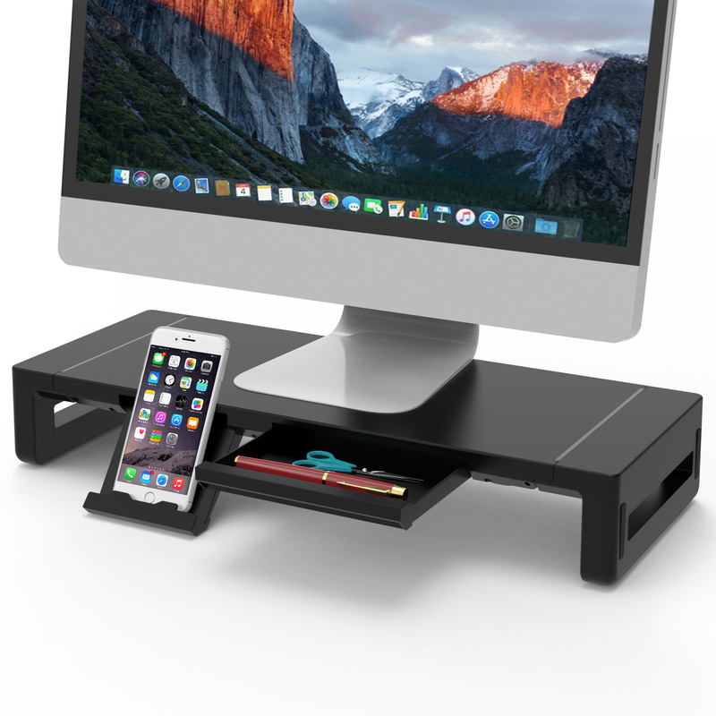 Computer monitor stand base adjustable multi-function pad high Desktop Storage with drawer strong load bearing