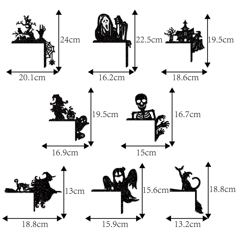 Nuevas pegatinas de esquina de decoración de fiesta de Halloween europeas y americanas, pegatinas de interruptor, pegatinas de papel flash de decoración de esquina de puerta de Halloween