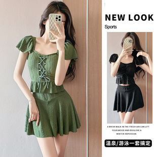 Little Fairy Swimsuit Female Korean Ins Style High-End Girl Slimming Look Belly Skirt Style Boxer Conservative Split Swimsuit