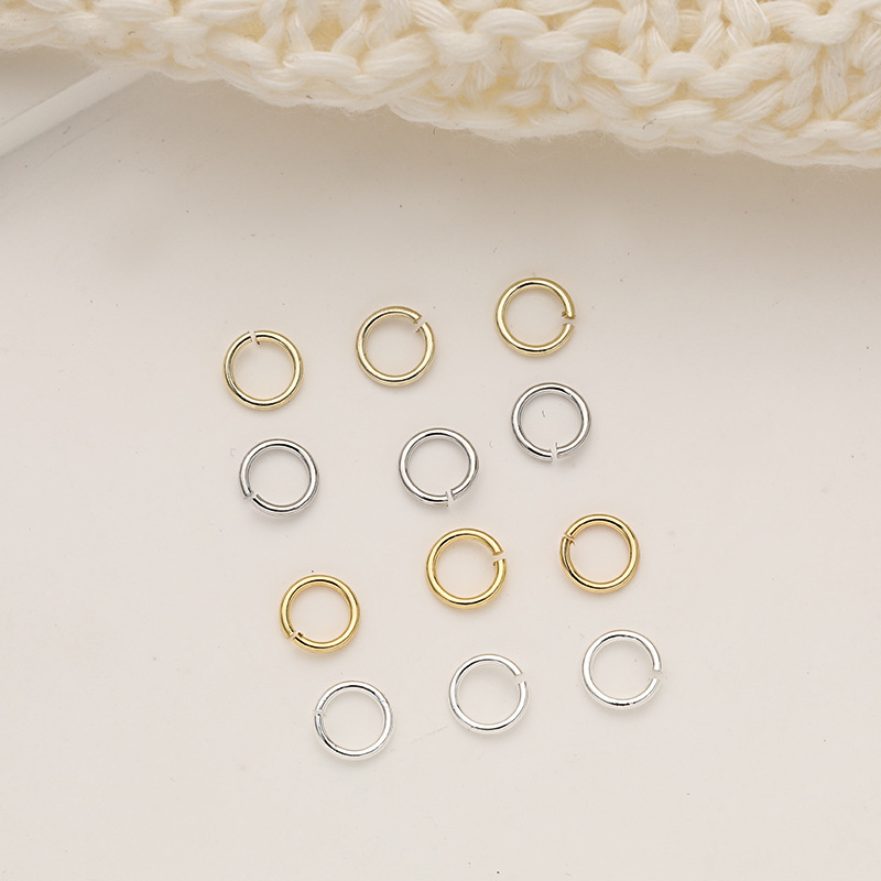 Copper plating real gold 18K gold bag color retaining open ring diy necklace handmade jewelry material bracelet closing connecting ring