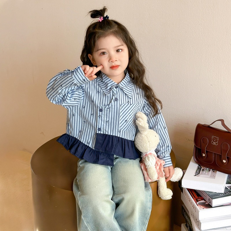 Camisas irregulares de niñas primavera y otoño abrigo 2025 nuevo bebé femenino coreano chaqueta de manga larga ropa de primavera de moda
