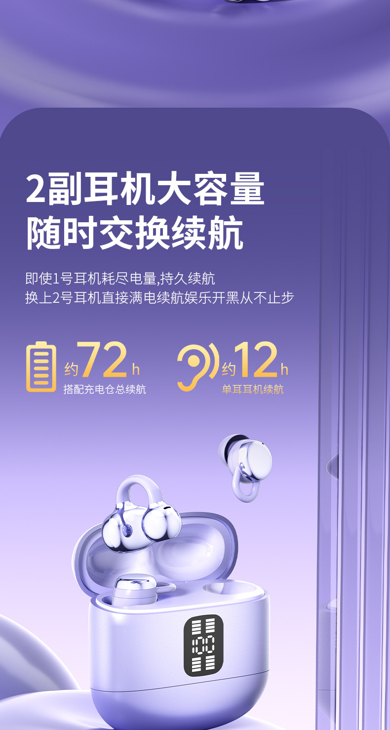双耳机Q28无线蓝牙耳机耳夹音乐耳机超长续航大容量 舒适入耳高清