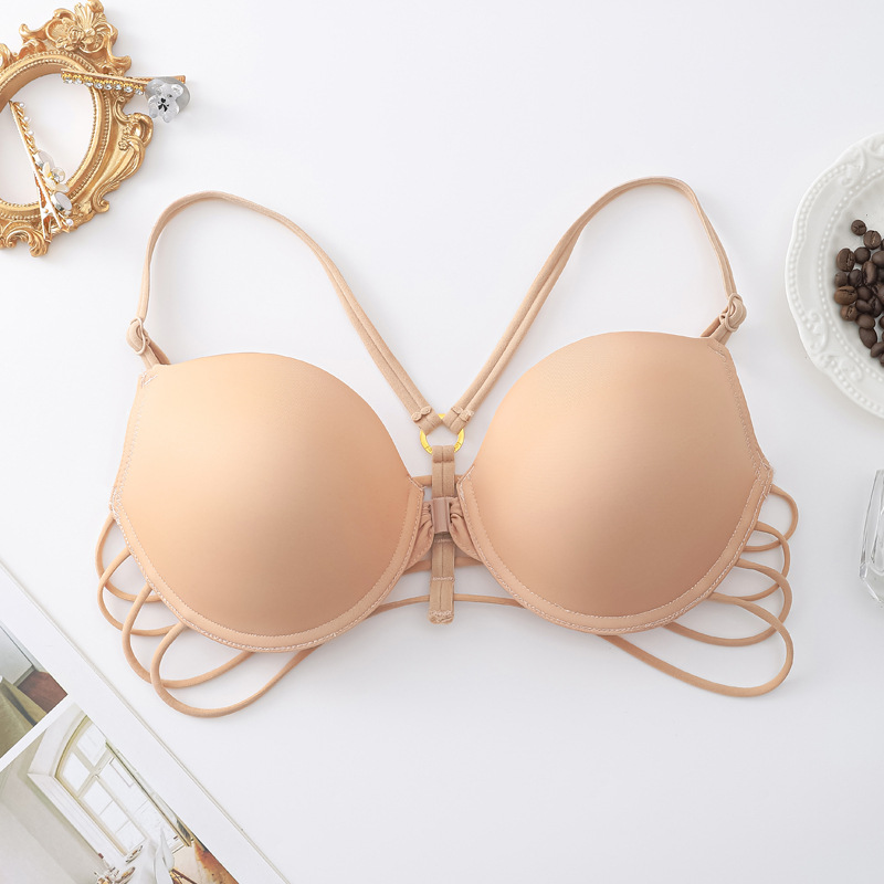 Verano ropa interior de espalda abierta lisa sin marcas sujetador de botón frontal sexy pecho pequeño sujetador de comercio exterior del sudeste asiático spot