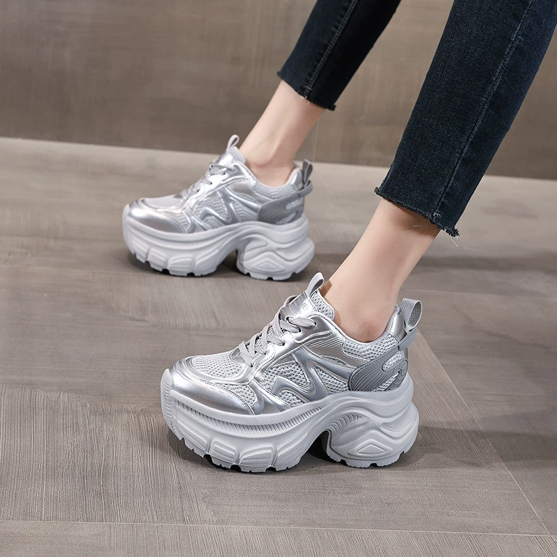 Mesh sports high fashionable casual footwear for leisure platform, trend of season