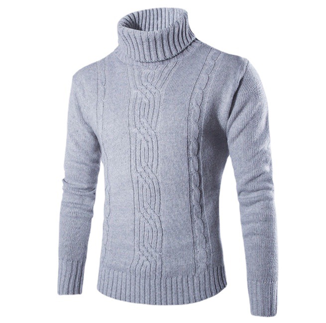 2024 AliExpress Autumn Men's Turtleneck Turtleneck Sweater Fashion Slim-fit Youth Twist Cross-border Sweater Top