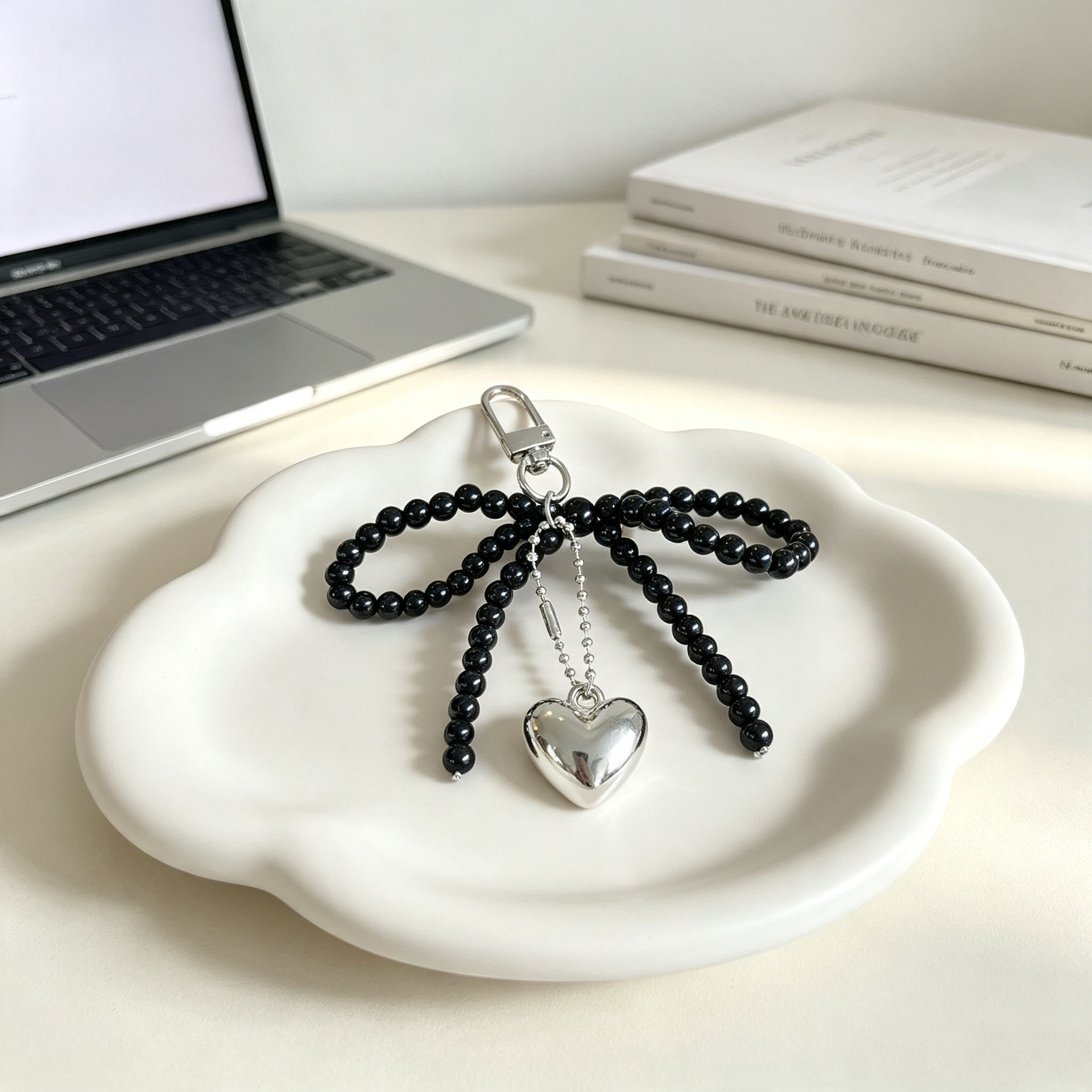 Nuevo estilo di-ins estilo coreano arco de perla amor colgante llavero accesorios de bolsos colgantes de teléfonos móviles