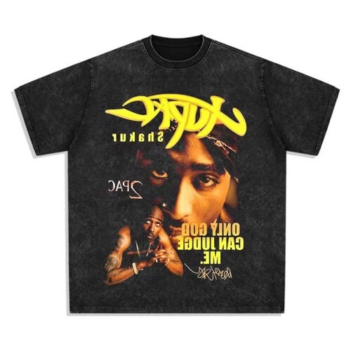 Cross-border eBay retro hip-hop printed short-sleeve washed short-sleeve loose round neck T-shirt for men, Amazon foreign trade wholesale