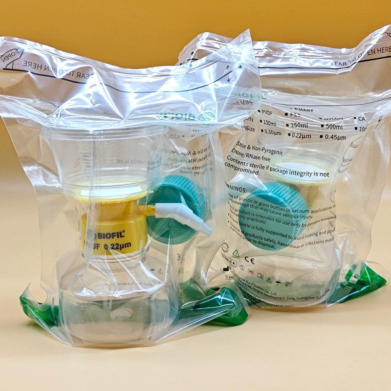 IKEME одноразовый вакуумный фильтр PVDF фильтр стерилизация Независимая упаковка 0.45um0.22um пластик