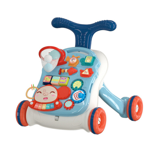 Children's toy baby walker push cart with water tank anti-tip adjustable game table for babies walker