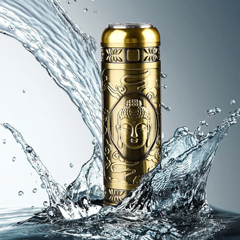 Multifuncional mini Afeitadora eléctrica cabeza de Buda USB recargable Maquinillas afeitar barba cuchillo metal cuerpo