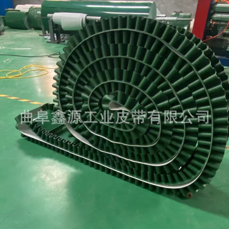 封箱机皮带 绿色PVC草型花纹背面加导条输送带 传动带工厂