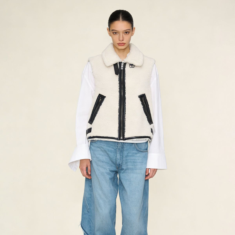 [Clearance] Australian Wool Knitted Vest with Sheepskin and Cashmere Short Vest for Women, Spring and Autumn