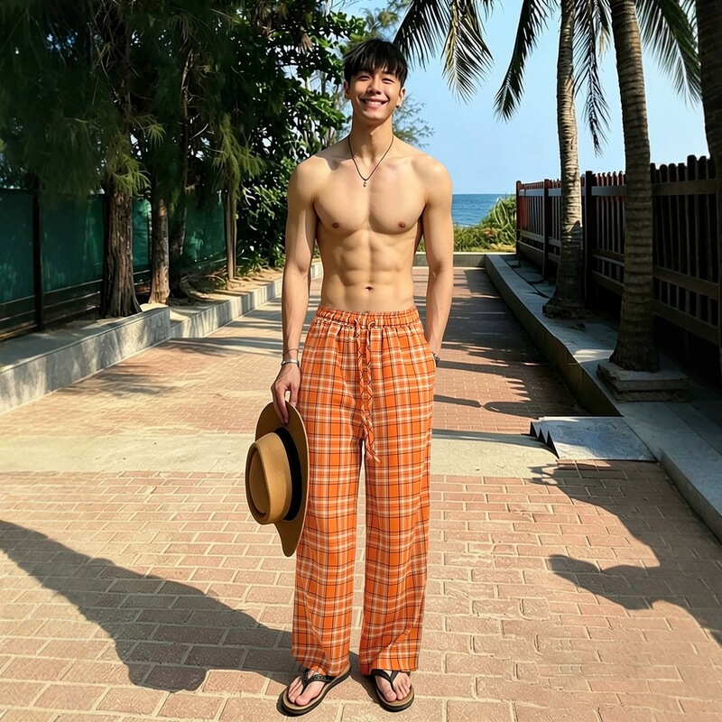 Dopamine Orange Plaid Pants for Men and Women, Summer Relaxed Vacation Beach Wide-Leg Pants, Ice Silk Quick-Dry Casual Pants Dopamine Orange Plaid Pants for Men and Women, Summer Relaxed Vacation Beach Wide-Leg Pants, Ice Silk Quick-Dry Casual Pants