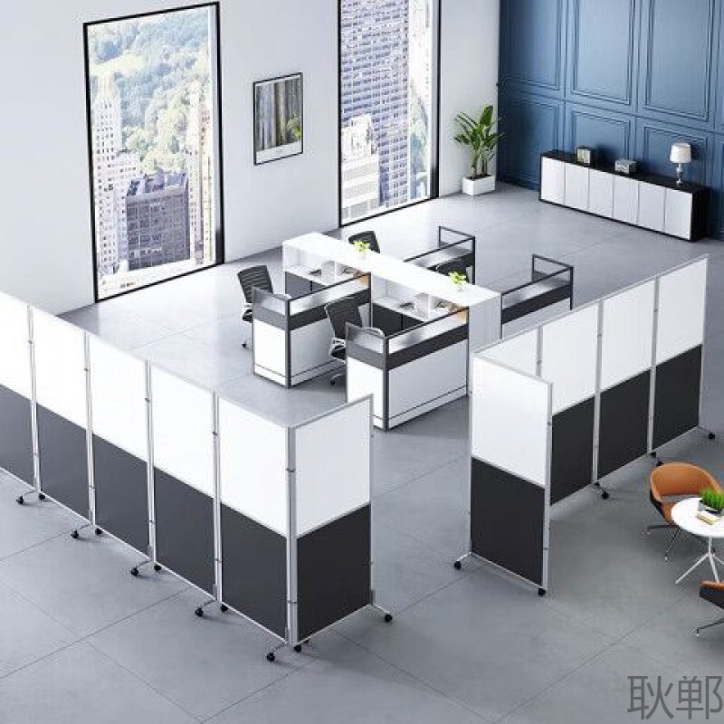 办公室移动屏风隔断墙工厂车间简约活动折叠自装板式2米活动隔断