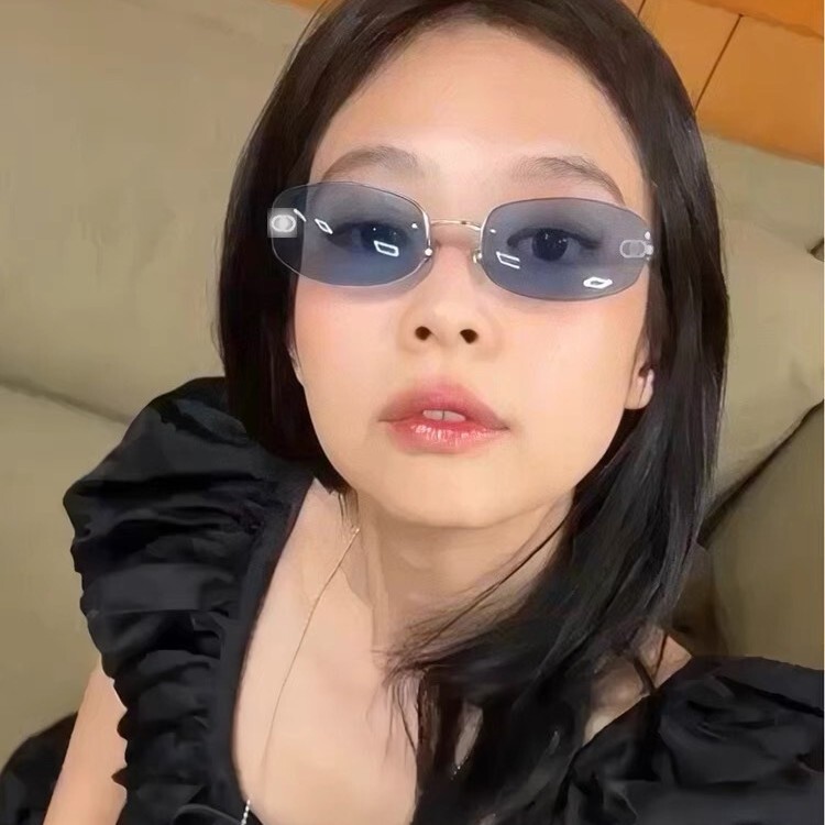 Jennie同モデルサングラス欧米ギャル風フレームなしブルーサングラスy2k高級感中古レディースファッション|undefined