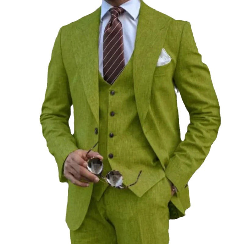 Vêtements pour hommes Nouveau costume trois pièces pour hommes Costume à revers Costume Serge Costume de banquet Costume de fête Compagnon de marié_voghion.com