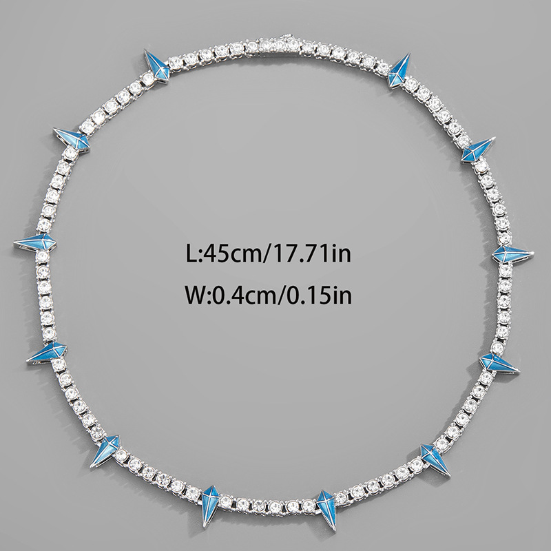 Hip-Hop Solid Color Alloy Enamel Inlay Rhinestones Unisex Necklace 1 Piece