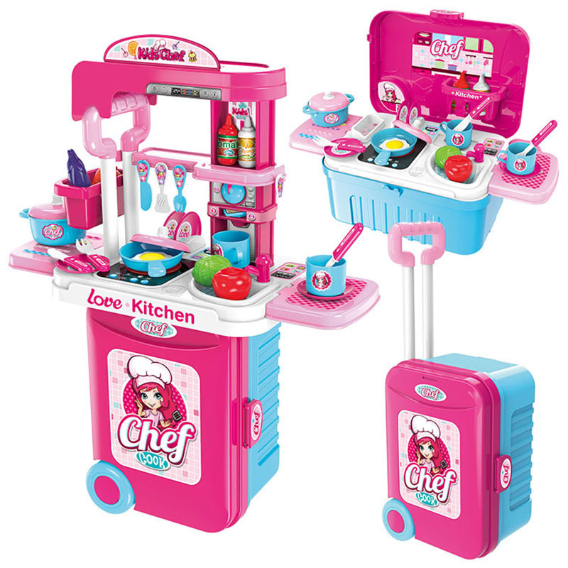 Xiongcheng niños juegan a las casitas cocina utensilios de cocina herramientas médicas niñas tocador juguetes viaje Li trolley caso traje