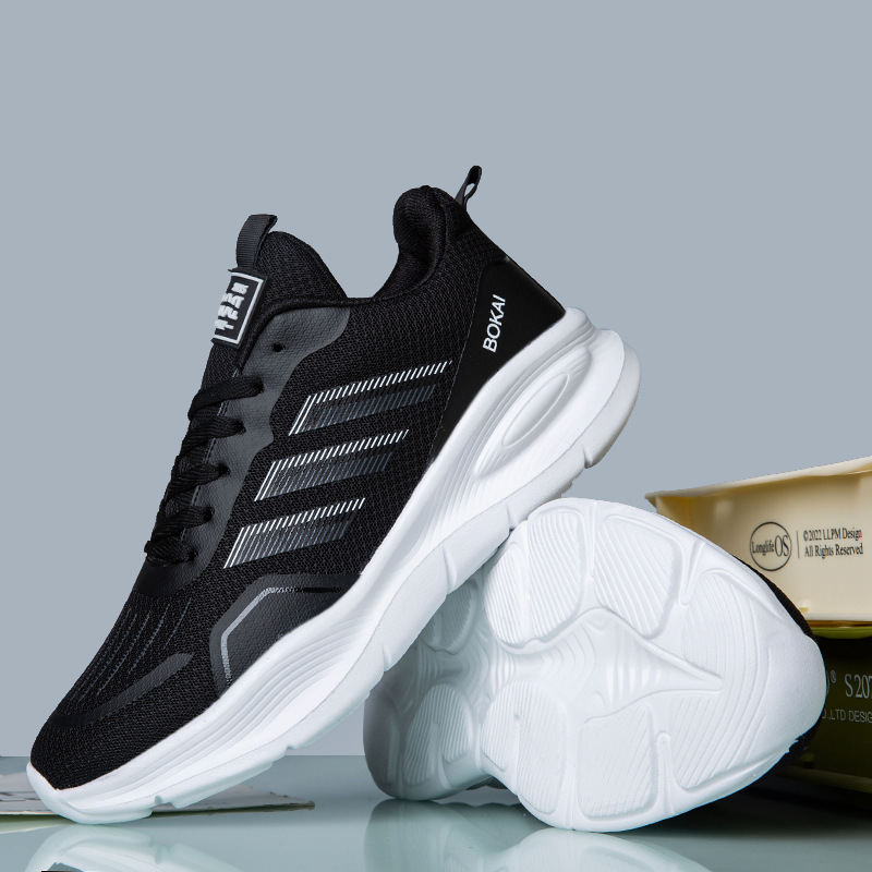 Nuevos zapatos de pareja, zapatos casuales transpirables de malla de suela suave, zapatos blancos, zapatos deportivos ligeros y cómodos para hombres, zapatos para correr para estudiantes