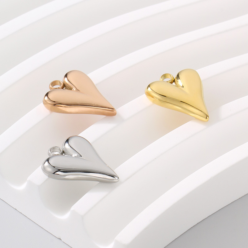 304 Stainless Steel Material 1 Piece 12 * 14mm 304 Stainless Steel Heart Shape Pendant