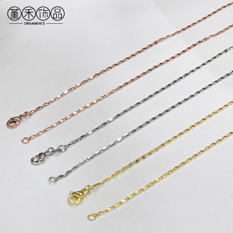 18K Gold-Filled Color-Preserving Tile Chain Clavicle Chain Cross-Border Necklace Jewelry Accessories Factory Direct Sales Exquisite Rose Gold 18K Gold-Filled Color-Preserving Tile Chain Clavicle Chain Cross-Border Necklace Jewelry Accessories Factory Direct Sales Exquisite Rose Gold