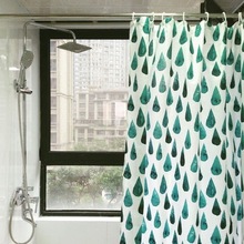 雨滴涤纶浴室浴帘免打孔浴布遮挡格挡布带垂线