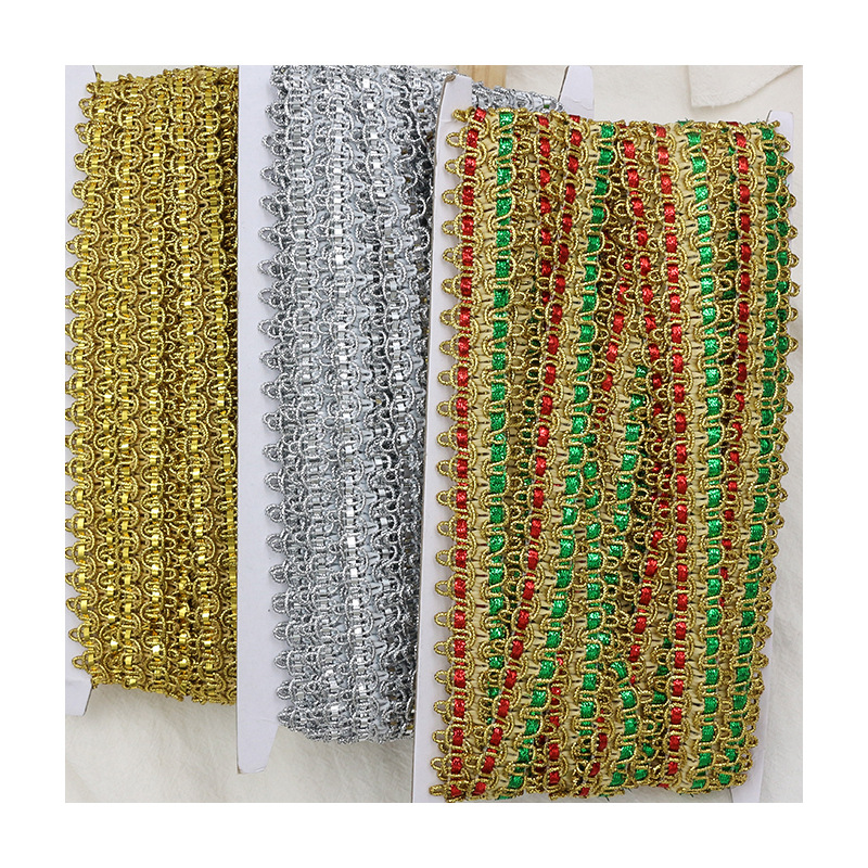 2,5 cm oro y plata gancho encaje correas traje étnico decoración de ropa de escenario equipaje accesorios de iluminación