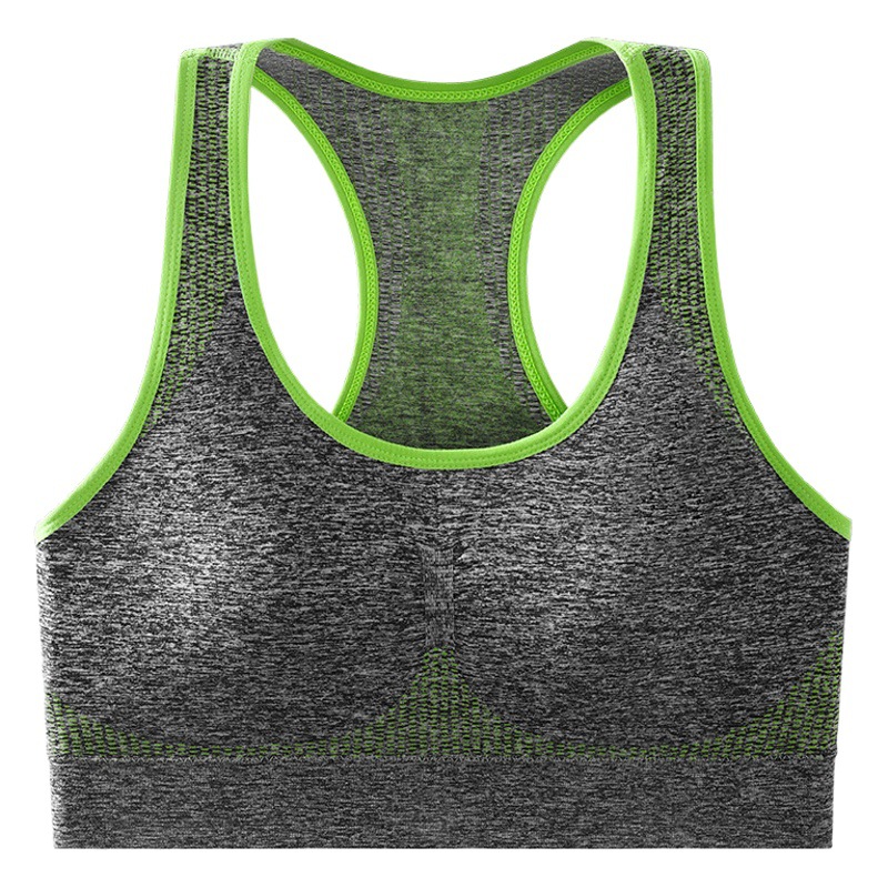 Ropa interior de Deportes de espalda de belleza en forma de I de algodón sin costura de alto carbono para mujeres Cuello redondo clásico cómodo piel-pegarse ropa interior deportiva inalámbrica