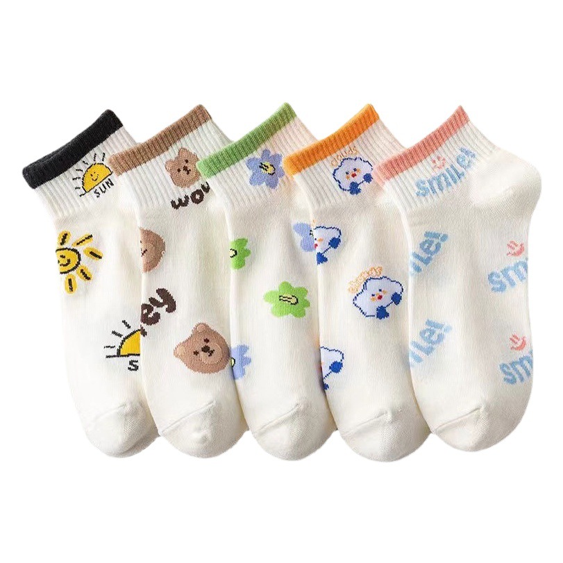 Calcetines de tobillo de mujer de dibujos animados japoneses calcetines de corte bajo estilo ins moda primavera y verano calcetines de algodón de moda