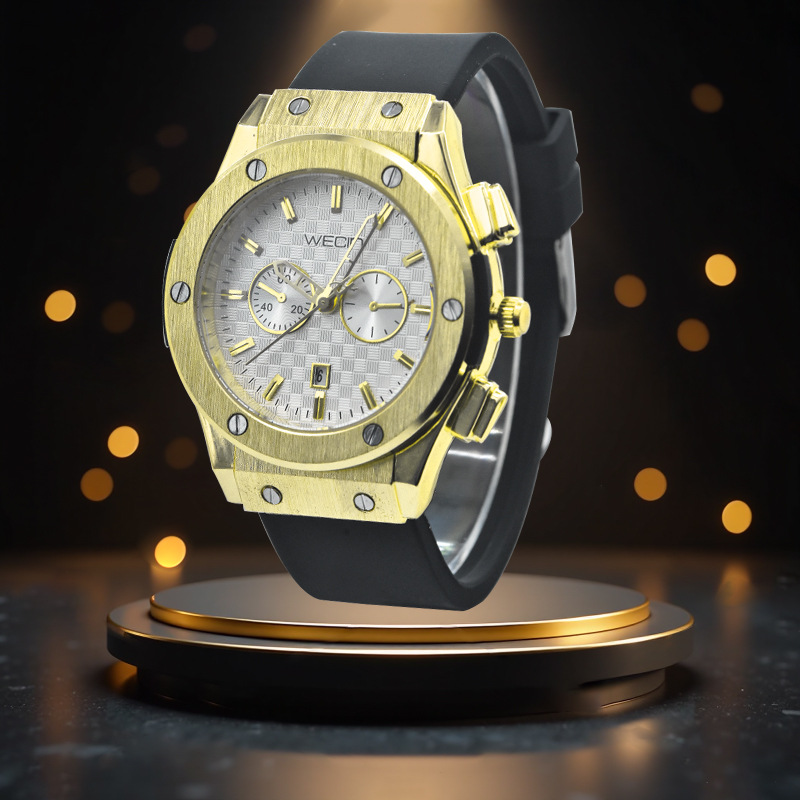 Foreign trade new hot trend men's leisure sports silicone scale two eyes calendar men's watch fashion quartz watch