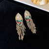 Silver needle, zirconium, crystal from pearl, design earrings with tassels, flowered, European style, high-quality style