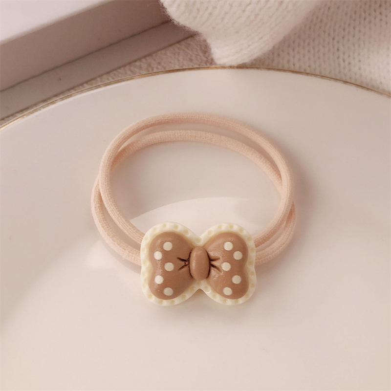 Te de leche ondulado punto arco anillo de cabello temperamento de alta calidad chica cuerda de cabello de cola de caballo universal banda de goma adornos para el cabello