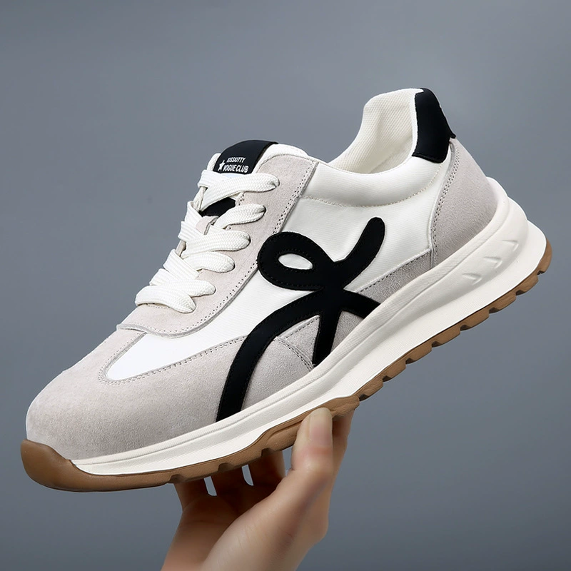 Европейская станция 2025 Новые мужские повседневные туфли из натуральной кожи на толстой подошве в стиле ретро, легкие и модные спортивные туфли.