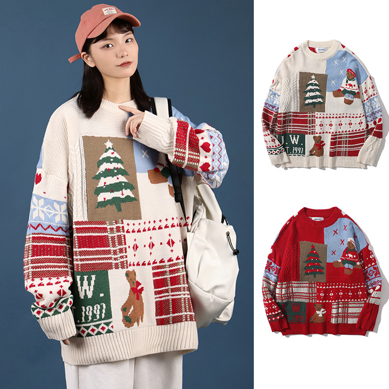 Suéter de Punto Jacquard para Hombre de Poliéster Térmico para Navidad