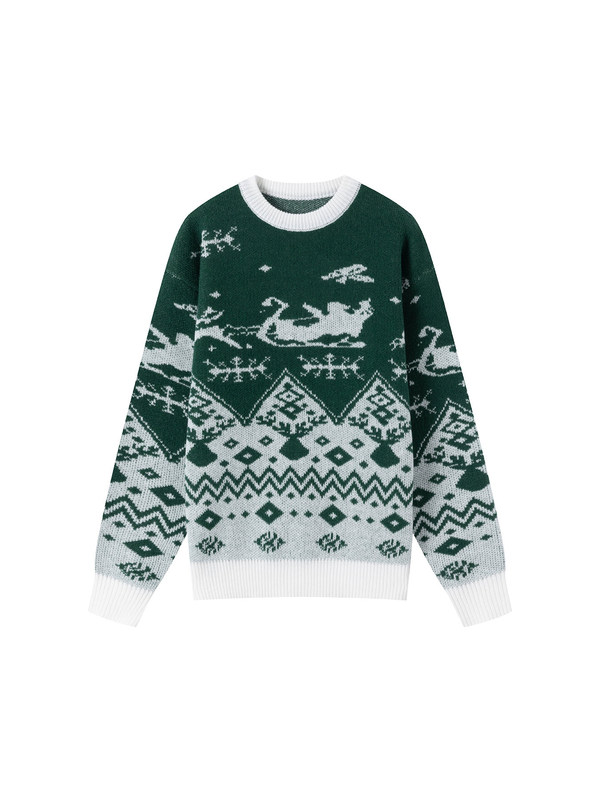 Cross-Border European Size New Spring and Autumn Pullover Long-Sleeved Knitwear Men's Street Fashion Style Christmas Holiday Christmas