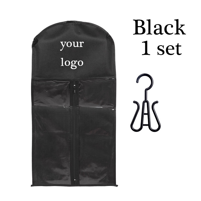 Bolsa de polvo de logotipo personalizada negra + gancho negro