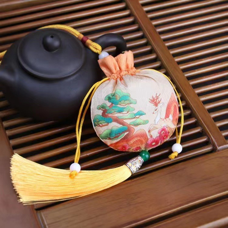 Mugwort Sachet Ai Cao 艾草 Embroidered Herbal Pouch for Car Hanging and Dragon Boat Festival Gift details