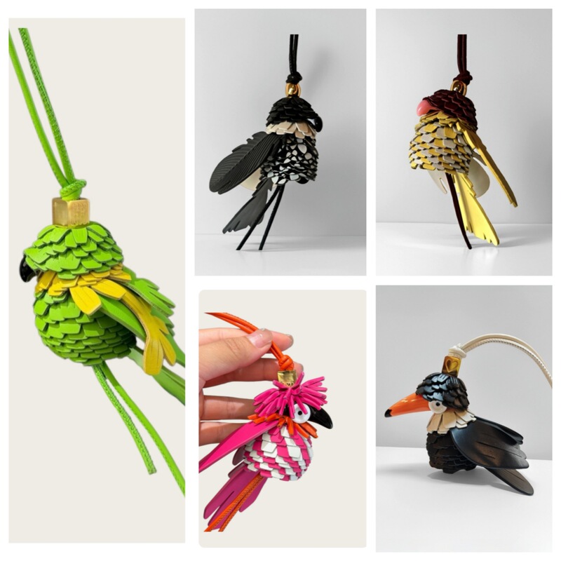 In-Stock Loewe Parrot Leather Bag Charm, Cute Handmade Pendant, Loewe Style Bag Accessory In-Stock Loewe Parrot Leather Bag Charm, Cute Handmade Pendant, Loewe Style Bag Accessory