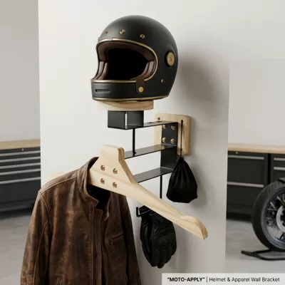 enthusiasts, made of solid wood, Motosiklet dəbilqə rəfləri