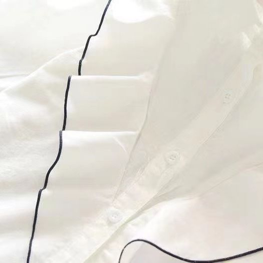 Primavera 2024 nuevas niñas medio y grande de los niños transpirable princesa manga larga con volantes solapa camisa blanca moda