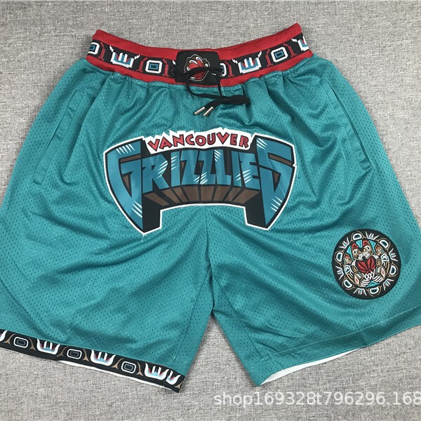 Grizzlies Retro Fully Embroidered Zipper Pocket Basketball Shorts Wholesale Grizzlies Retro Fully Embroidered Zipper Pocket Basketball Shorts Wholesale
