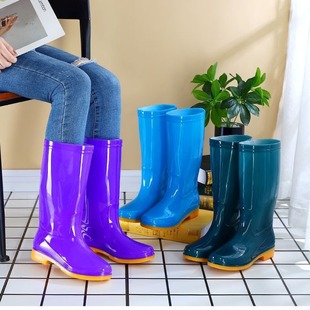 Rain Shoes Women's Water Shoes High Barrel Long Barrel Fashionable Outer Wear Rubber Shoes Waterproof Non-Slip overshoes Adult Water Shoes Rain Boots Women